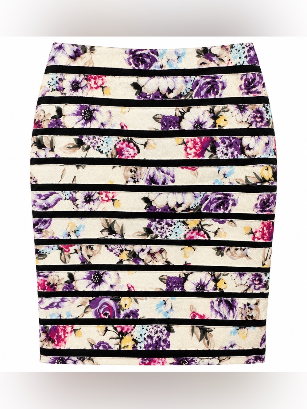 White House Black Market Floral Striped Pencil Skirt Size 6